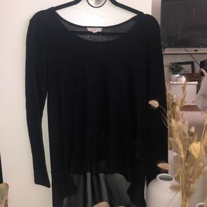 Black waffle knit sweater